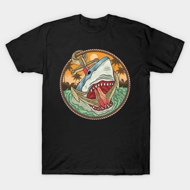 Shark Eating An Anchor In The Ocean Ocean T Shirt TeePublic